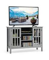 Gymax Wood Tv Stand Entertainment Media Center Console for Tv's up to 50'' Grey