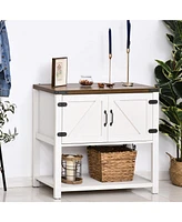 Homcom Multipurpose Corner Pantry w/Buffet Server Countertop Surface, Easy To Clean