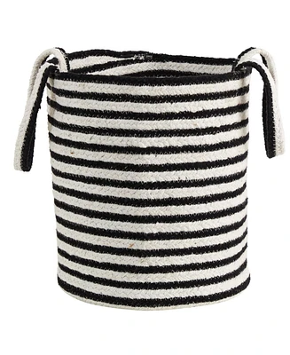 Slickblue Boho Chic Basket Handwoven Black and White Stripe