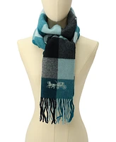 Coach Women's Wool Checkered Fringe-Trim Scarf