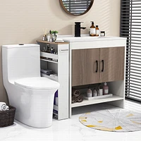 Costway Rolling Kitchen Slim Storage Cart Mobile Shelving Organizer w/ Handle