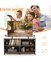 Gymax Tv Stand for TVs up to 55'' Entertainment Center w/ Storage Shelves Rustic Brown