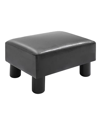 Modern Small Ottoman Footrest Pu Leather Footstool Recgular Seat Stool