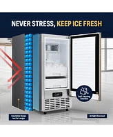Newair 15” Undercounter Nugget Ice Maker, Pebble Ice Maker Producing 66 lbs. Daily, Built-in or Freestanding in Stainless Steel, Sonic Ice Make