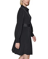 Karl Lagerfeld Paris Women's Belted Blouson-Sleeve Shirtdress