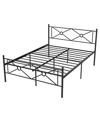 Sugift Full/Queen Metal Platform Bed Frame with Headboard and Footboard