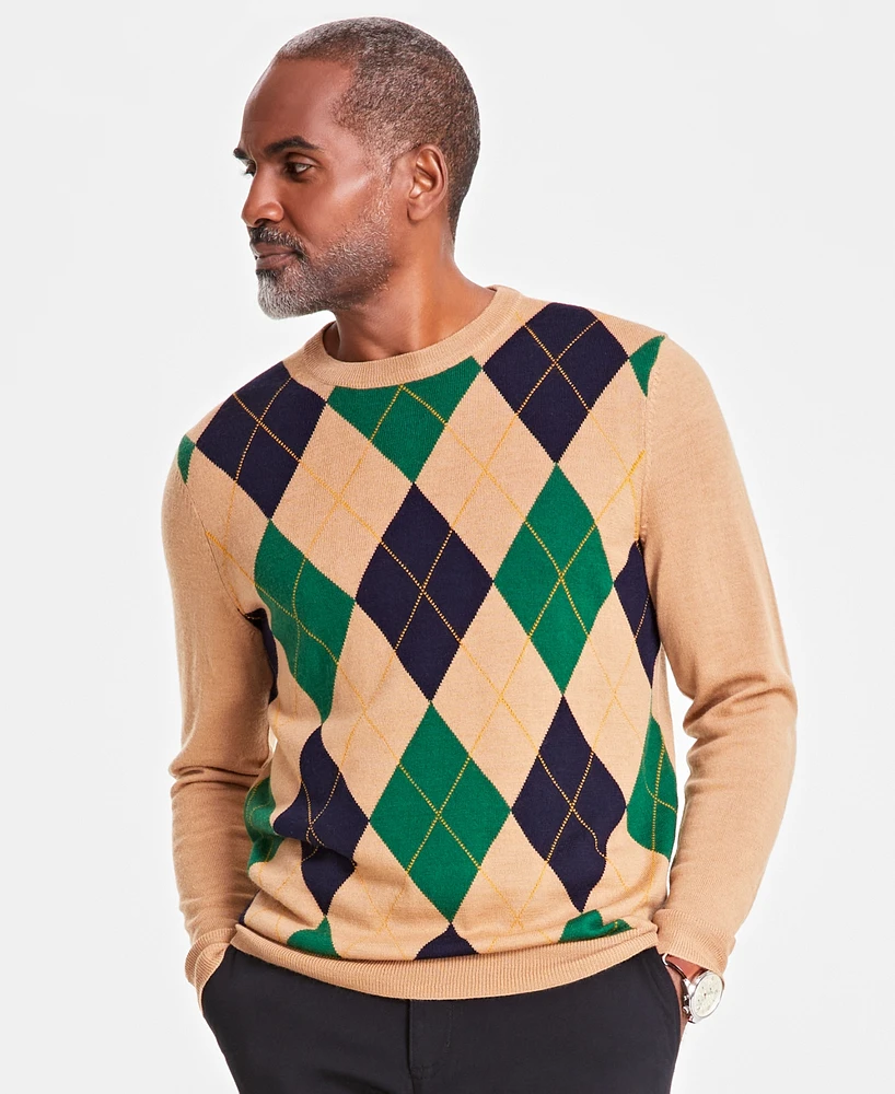 Club Room Men's Argyle Merino Sweater, Created for Macy's