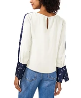 Vince Camuto Women's Mixed-Media Crewneck Top