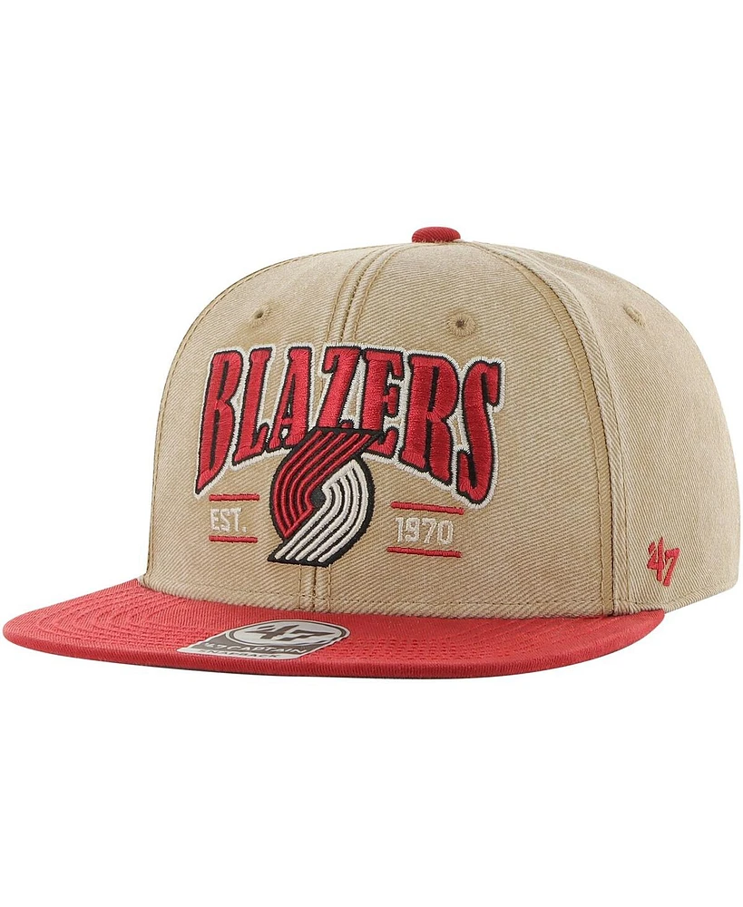 '47 Brand Men's Khaki/Red Portland Trail Blazers Chilmark Captain Snapback Hat