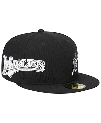 New Era Men's Black Florida Marlins Jersey 59FIFTY Fitted Hat