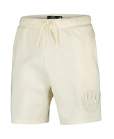 Pro Standard Men's Cream Milwaukee Brewers Neutral Fleece Shorts