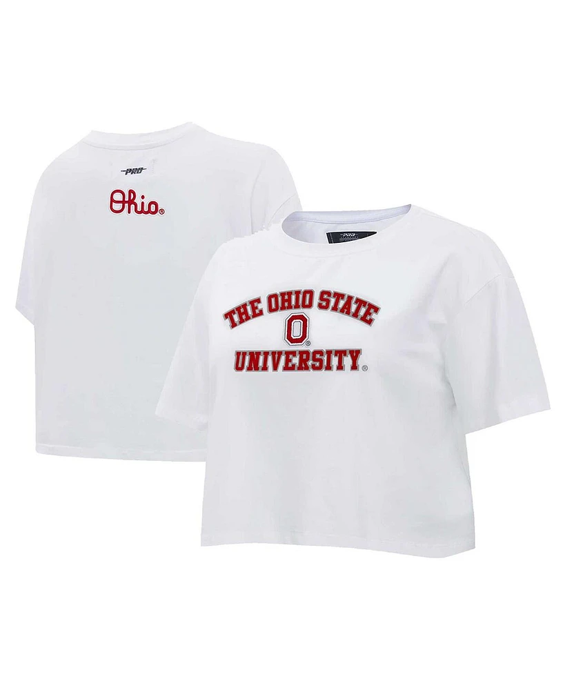 Pro Standard Women's Ohio State Buckeyes Classic Single Jersey Cropped Boxy T-Shirt