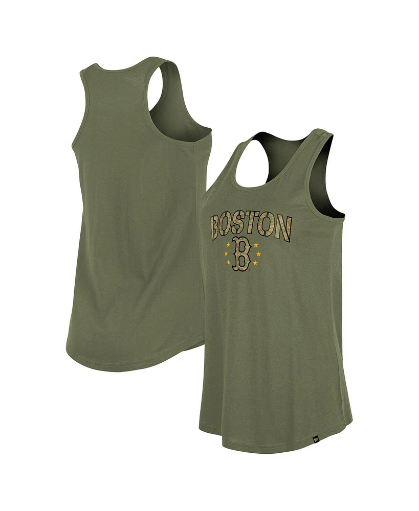 New Era Women's Olive Boston Red Sox Armed Forces Day Tank Top