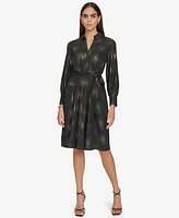 Calvin Klein Women's Collared Self-Tie-Belt A-Line Dress