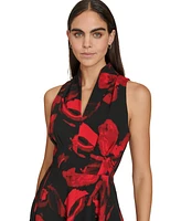 Calvin Klein Women's V-Neck Sleeveless A-Line Dress