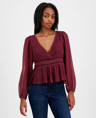 Lucky Brand Women's Pleated Peplum Top