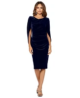 Betsy & Adam Velvet Cape Dress