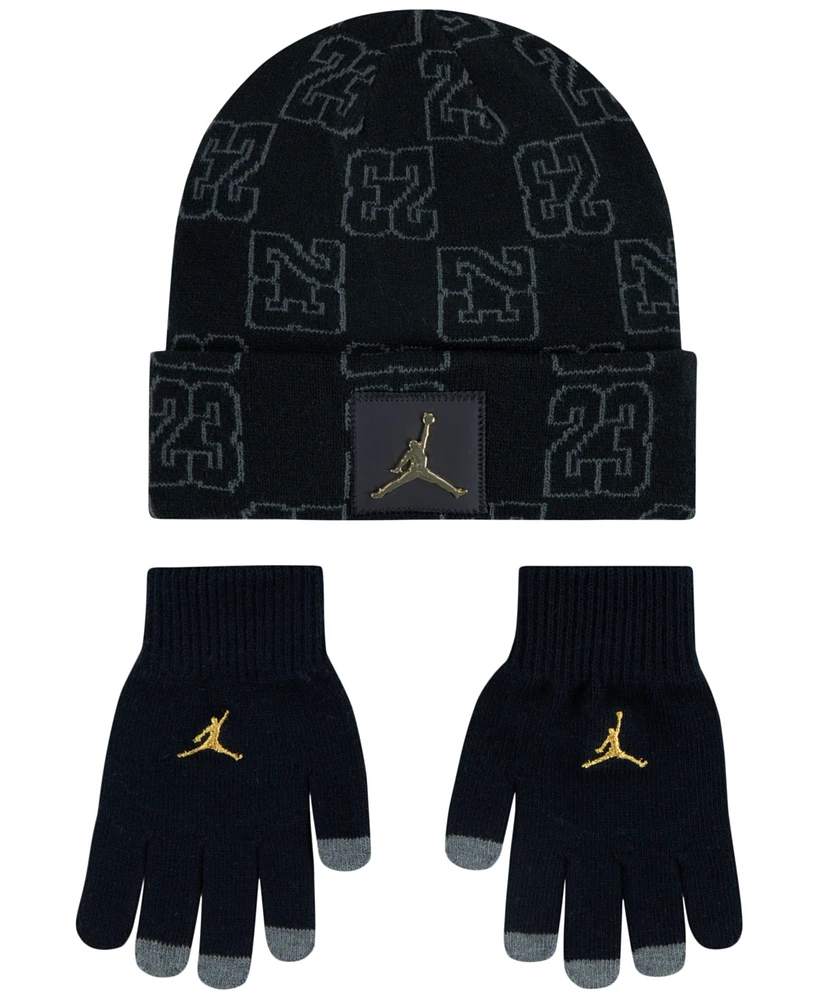 Jordan Big Kids Monogram Beanie Set