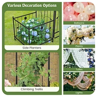 Costway 87" Garden Arbor Arched Lockable Gate Top Arbor Trellis with Side Planters