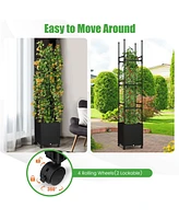 Costway 1 Pcs Raised Garden Bed with Trellis and Wheels Self-Watering Planter Box