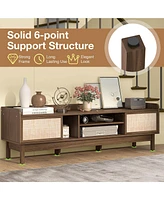 Costway Wooden Tv Stand for TVs up to 65" with Storage Adjustable Shelf & Sliding Doors