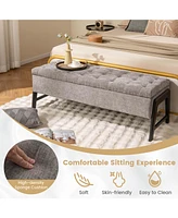 Costway Tufted Ottoman Bench Modern Storage Bench with High Density Sponge Cushion