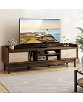 Costway Wooden Tv Stand for TVs up to 65" with Storage Adjustable Shelf & Sliding Doors