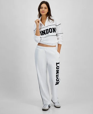 Rebellious One Juniors' London Fleece Graphic Sweatpants