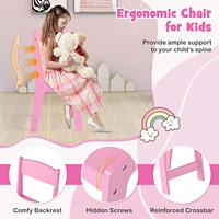 Costway Kids Vanity Table & Chair Set 2-in-1 Princess Pretend Play Makeup