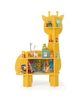 Costway Giraffe Bookcase for Kids 4-Tier Toy Storage Organizer with Open Storage Shelves