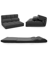 Costway Floor Sofa Bed with 2 Pillows 6 Positions Adjustable Backrest Velvet Cover