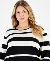 Anne Klein Plus Variegated-Stripe Sweater