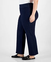 Anne Klein Plus High-Rise Pull-On Flare-Leg Jeans