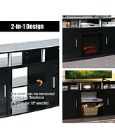 Gymax 63'' Fireplace Tv Stand W/18'' 1400W Electric Fireplace up to 70'' Black