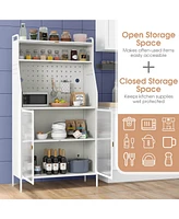 Costway 5-tier Metal Kitchen Bakers Rack with Pegboard 8 Hooks 5-position Adjustable Shelf