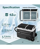 Costway Dual Zone 12V Car Refrigerator 42QT Portable Compressor Fridge Freezer (-4 68 ) for RVs