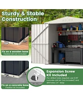 Costway 7 x 4 Ft Metal Outdoor Storage Shed Snap-on Structures for Efficient Assembly