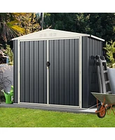 Costway 7 x 4 Ft Metal Outdoor Storage Shed Snap-on Structures for Efficient Assembly
