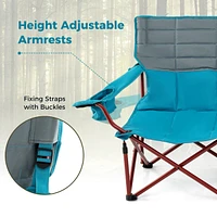 Costway 3 Person Folding Camping Chair Heavy-Duty Camp Couch with 2 Cup Holders Padding