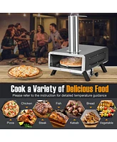 Costway Outdoor Pizza Oven Wood Pellet Pizza Stove with 12" Round Rotatable Pizza Stone