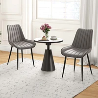 Dining Chair Set of 2 Upholstered Leisure Chairs with Metal Legs Padded Seat