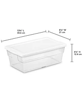 Sterilite 6 Qt Clear Plastic Storage Container Bin w/ Snap Close Lid, 24 Pack