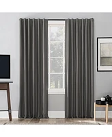 Sun Zero Evelina Faux Dupioni Silk Thermal Extreme 100% Blackout Back Tab Curtain Panel