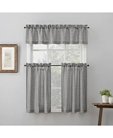 Parkham Farmhouse Plaid Semi-Sheer Rod Pocket Kitchen Curtain Valance and Tiers Set