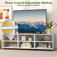 Gymax Tv Cabinet for 50-Inch Tv 42'' Tv Stand w/ 3 Adjustable Shelves Grommet & Cable Hole