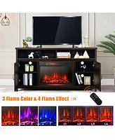 Gymax 59'' Fireplace Tv Stand W/ 25'' 1350W Electric Fireplace Heater Coffee