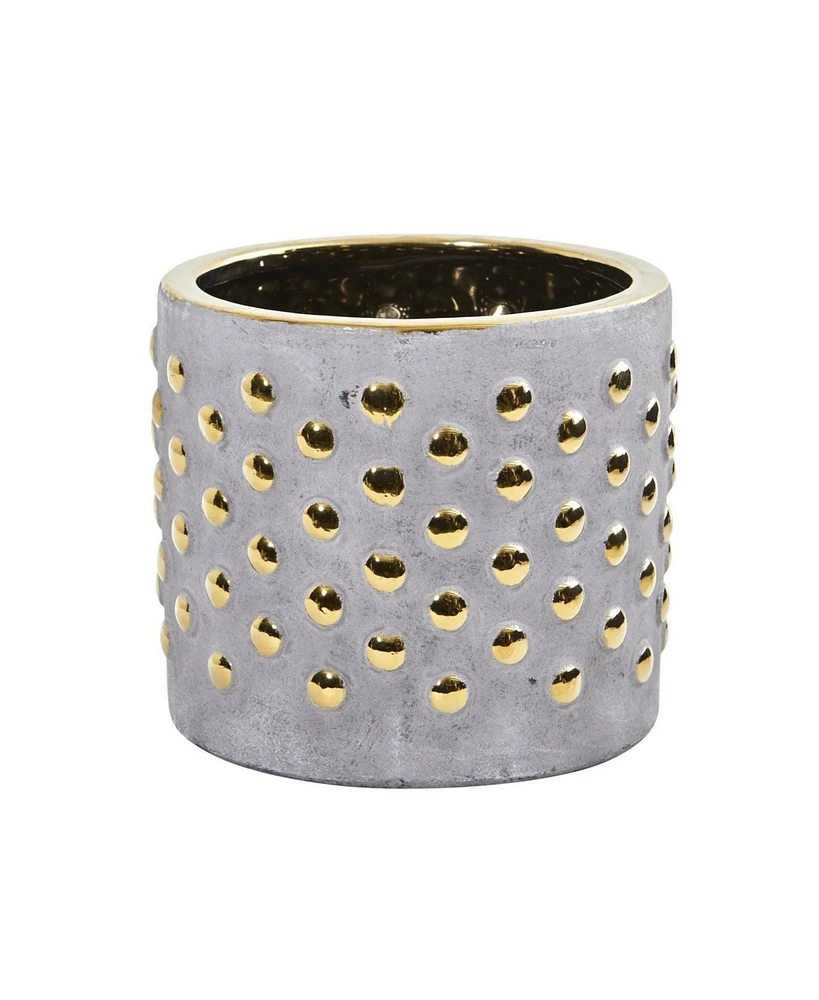 Slickblue 7" Regal Stone Hobnail Planter with Gold Accents