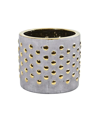 Slickblue 7" Regal Stone Hobnail Planter with Gold Accents