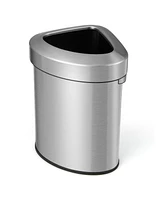 Slickblue Stainless Corner Steel Trash Bin with Lid and Anti-slip Bottom-Silver