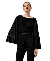 Lilysilk Women's Crewneck Cape-Style Silk Blouse